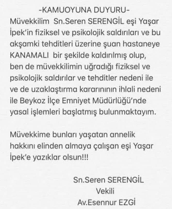 Bilal Özcan yazıyor Seren Serengil’in ve bebeğinin durumu